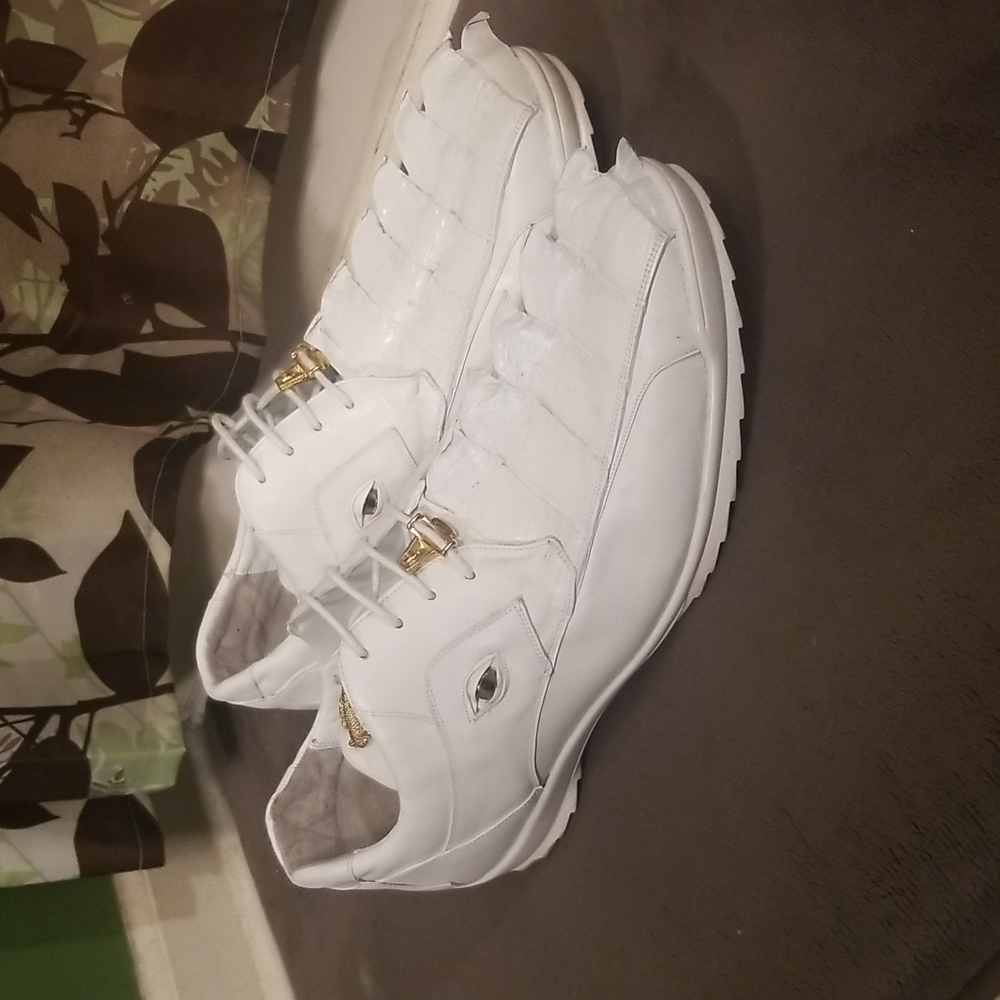 Belvedere crocodile casual shoes white